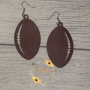 Faux leather football earrings